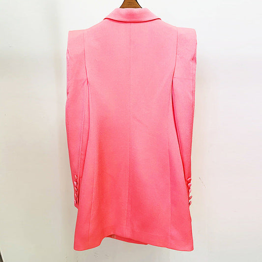 Double Breasted Longline Blazer Stylish Casual Coat