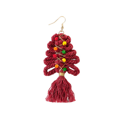 Christmas Earrings Female Creative Cartoon Christmas Bohemian Tassel Woven Handmade Earrings