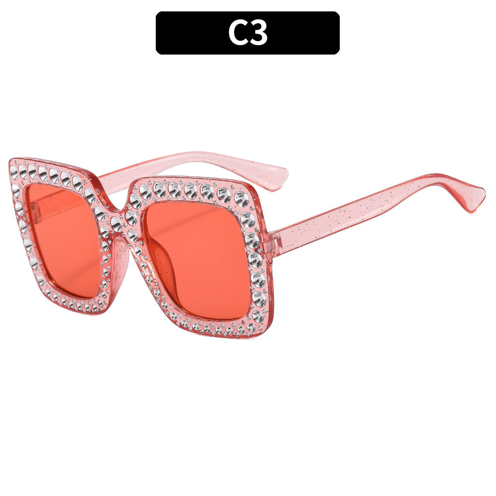 Colorful Bling Square Sunglasses Retro UV400 Protection