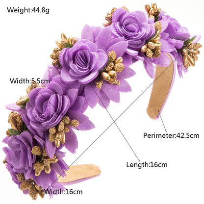 Floral Hairband Elegant Faux Flowers Hair Accessory