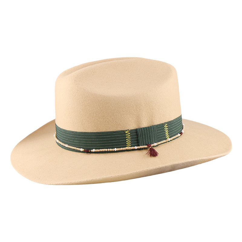 Classic Wool Wide Brim Bowler Hat for Men and Women