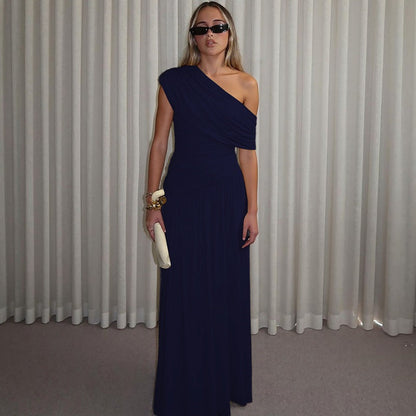 Trendy Off-Shoulder Ruched Dress Elegant Maxi Dress