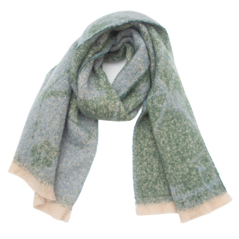 Contrasct Color Floral Print Scarves