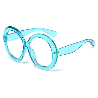 Oversized Round Frame Sunglasses with Anti-Blue Light Lenses