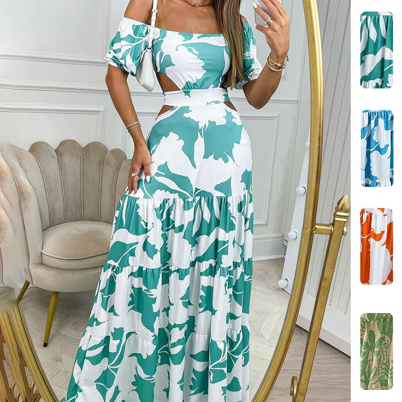 Floral Print Maxi Dress With Tie Waist