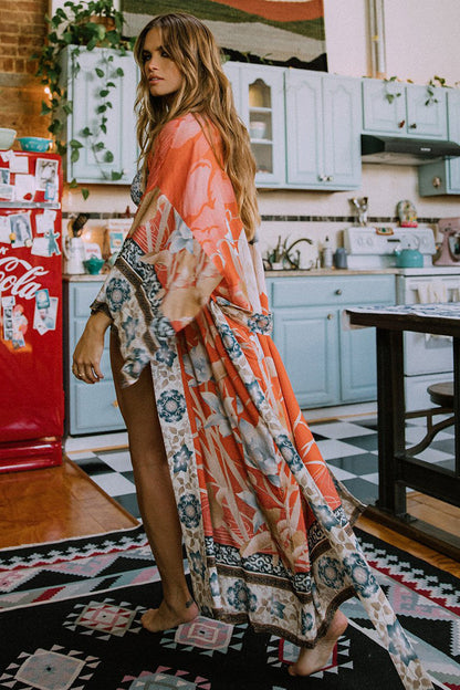 Beach Smock Rayon Crane Positioning Holiday Robe Bikini Sunscreen Cover-Up