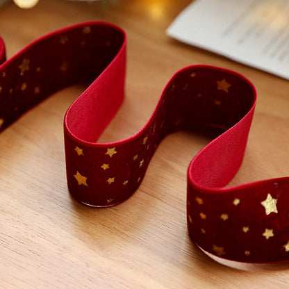 Christmas Velvet Gold Foil Bow Ribbon