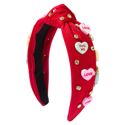 Diamond-Encrusted Resin Heart Letter Hairband Sweet Simple Hair Accessory