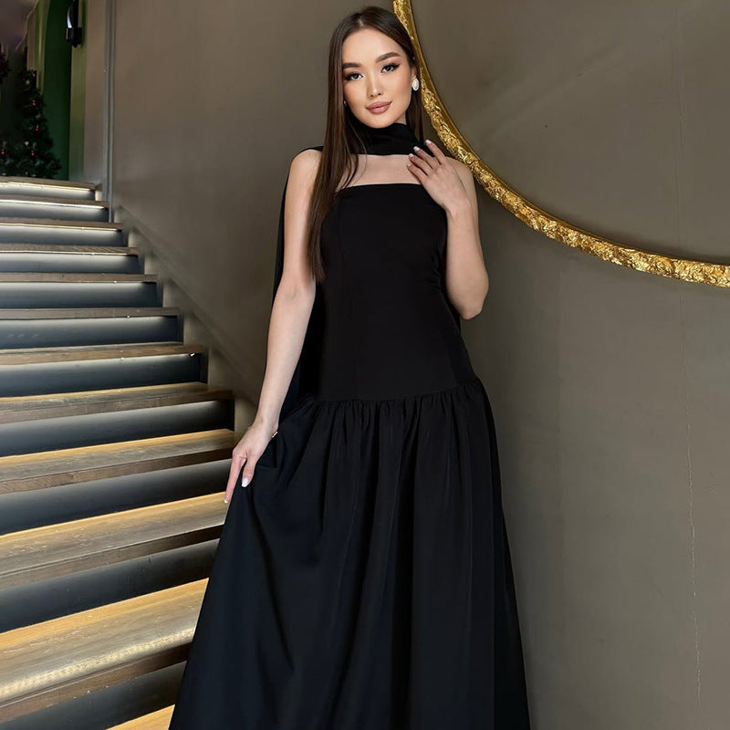 Elegant High-Waisted Mermaid Dress with Back Tie