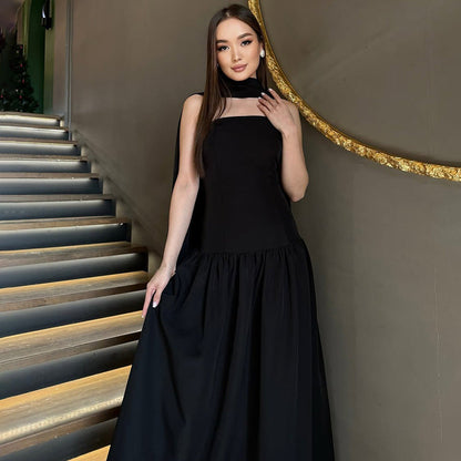 Elegant High-Waisted Mermaid Dress with Back Tie