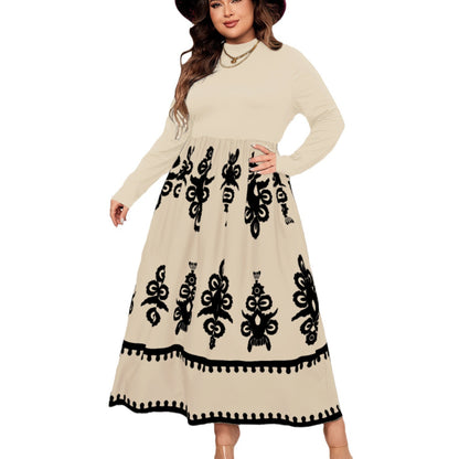 High-Waisted Floral Maxi Dress Polyester Elegant Casual Dress