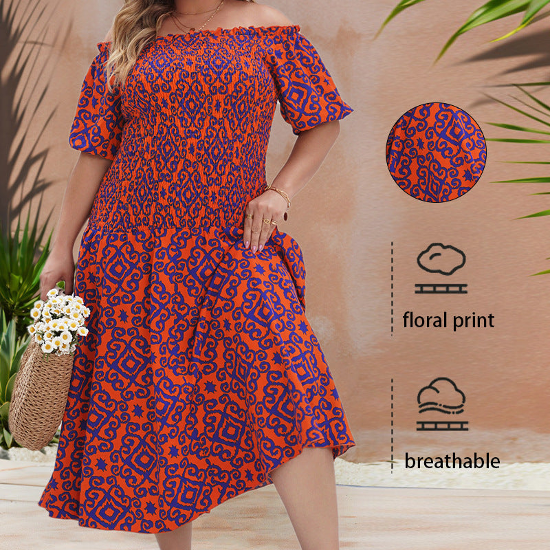Elegant Off-Shoulder Floral Chiffon Dress for Summer
