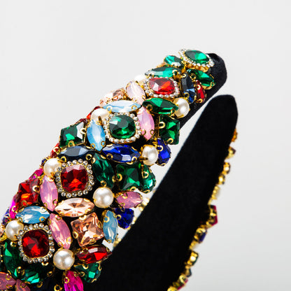 Baroque Style Wide Band Rhinestone Pearl Headband for Women