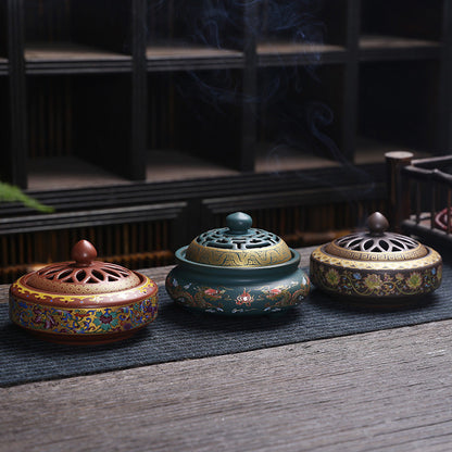 Antique Cloisonne Incense Burner Handicraft Ornament Creative Home Indoor Incense Enamel Color Burner
