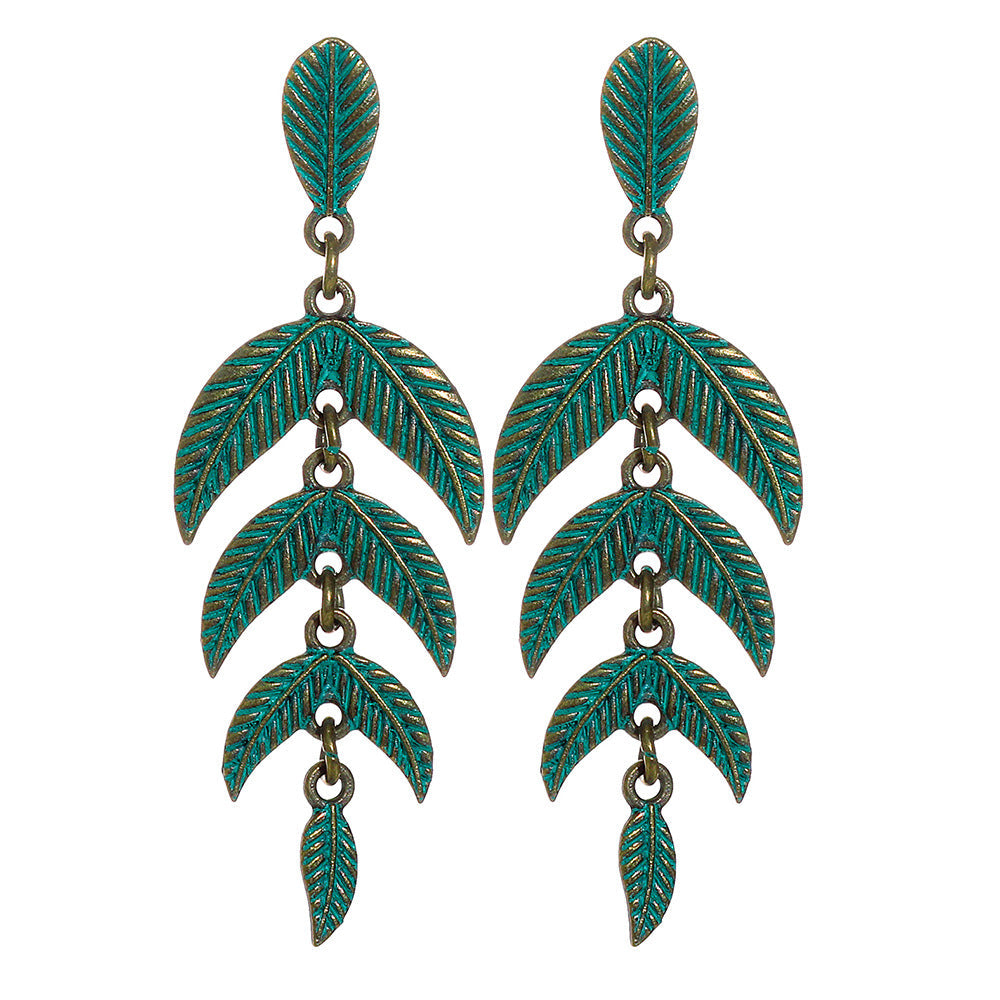 Trendy Vintage Alloy Leaf Earrings for Women