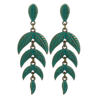 Trendy Vintage Alloy Leaf Earrings for Women