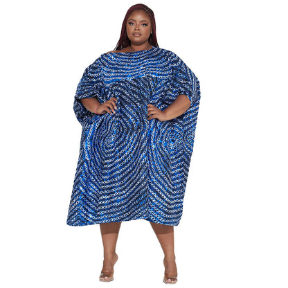Off-Shoulder Floral Maxi Dress Plus Size Casual High Waist