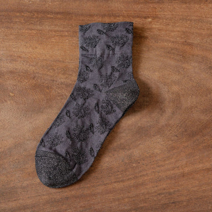 Rufia - Embossed Wide-Cuff Mid-Calf Socks