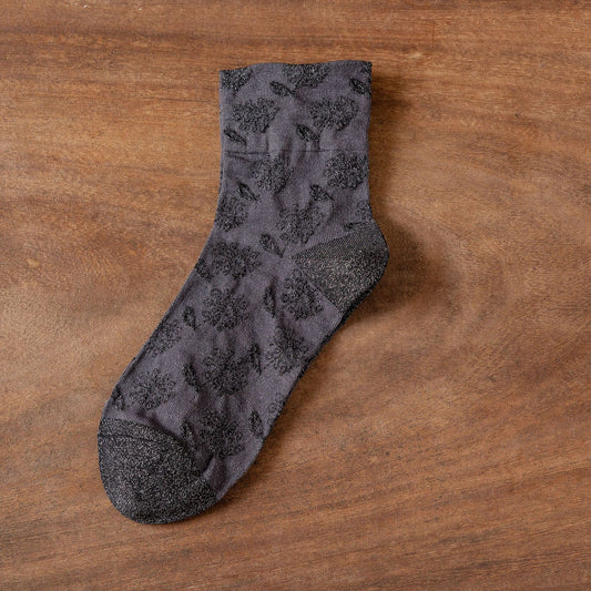 Rufia - Embossed Wide-Cuff Mid-Calf Socks