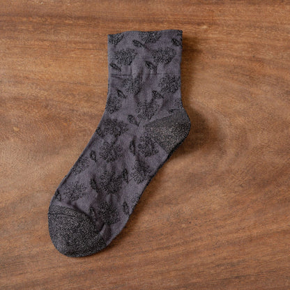 Rufia - Embossed Wide-Cuff Mid-Calf Socks