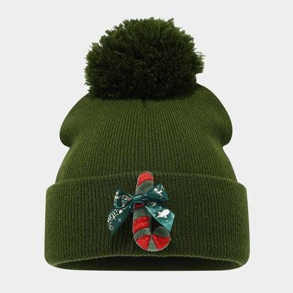 Cute Warm Christmas Knit Beanie Hat With Pom