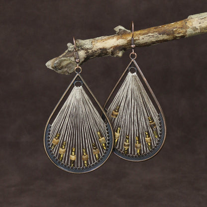 Bohemian Pearl Shell Long Tassel Earrings Geometric Circle Set
