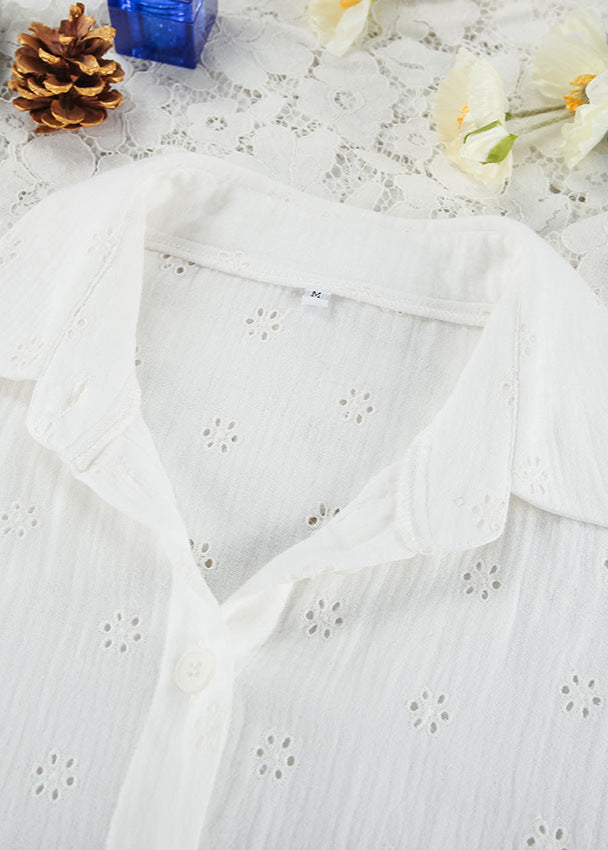 Eyelet Cotton Ruffle Shorts Three Piece Set