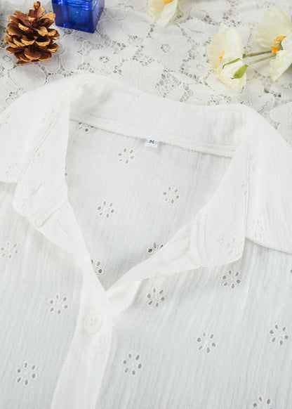 Eyelet Cotton Ruffle Shorts Three Piece Set