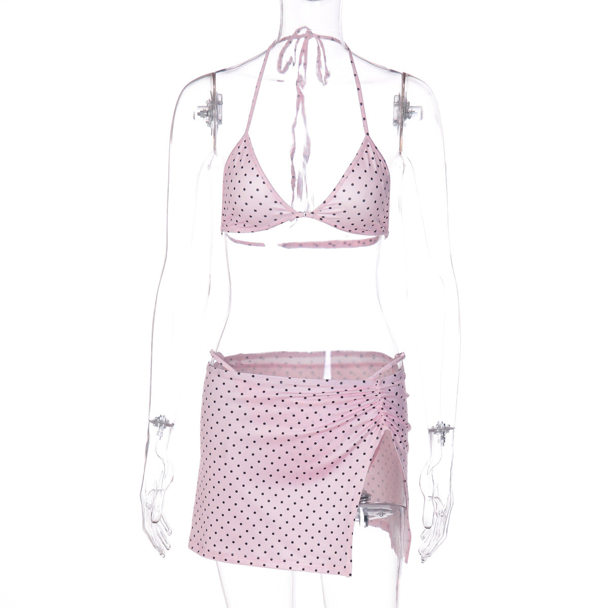 Polka Dot Bikini Set with Ruffled Skirt for Women