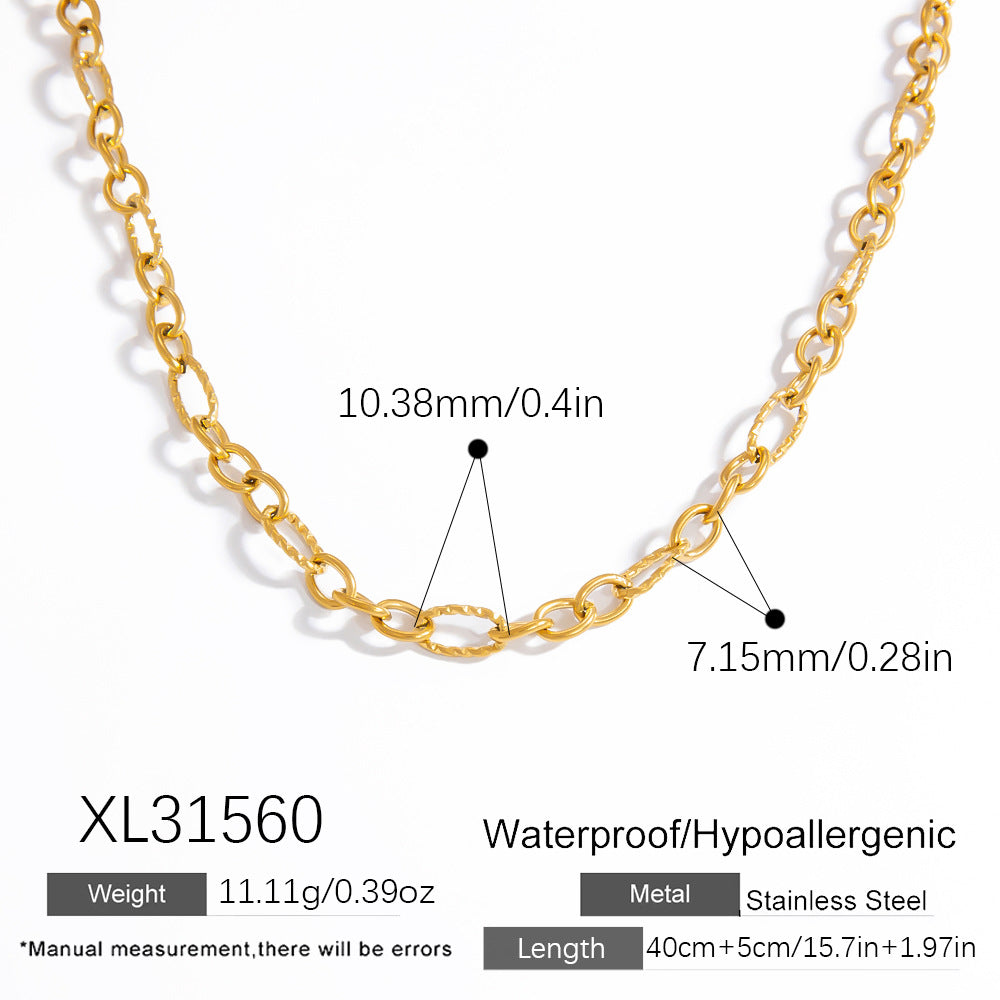 Geometric Stainless Steel 18k Gold Plated Layered Necklace for Women