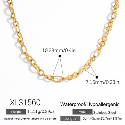 Geometric Stainless Steel 18k Gold Plated Layered Necklace for Women