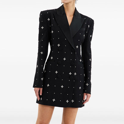 Beaded Blazer Dress Elegant Street Style