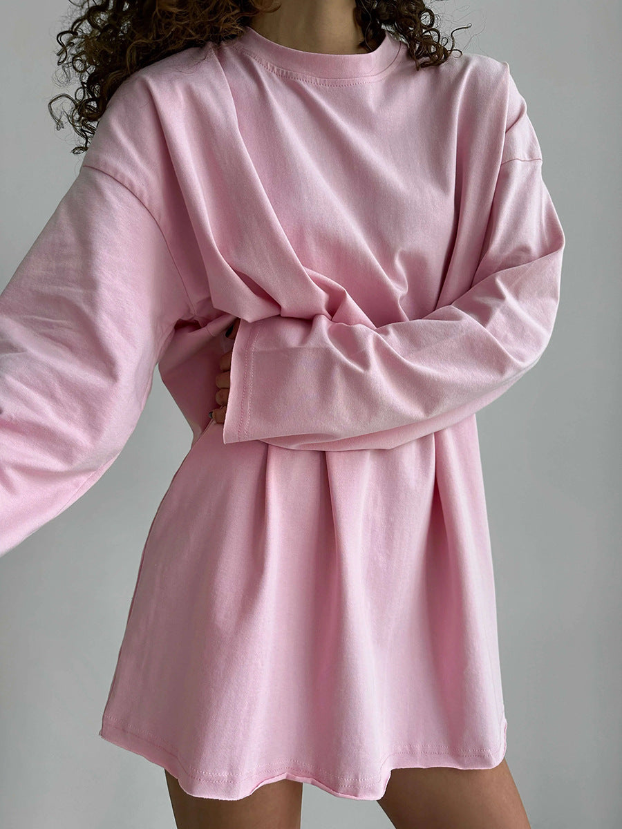 Oversized Solid Color Cotton T-Shirt for Women