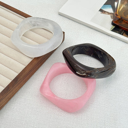 Geometric Acrylic Macaron Bangles Trendy Semi-Transparent Bracelets