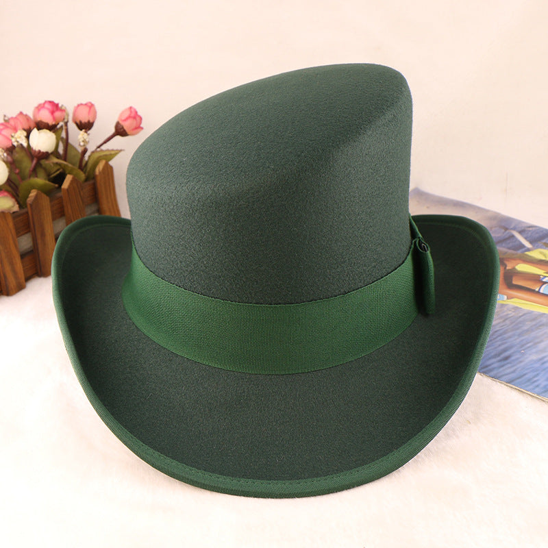 Fashionable Wool Felt Bowler Hat with Bow Decoration