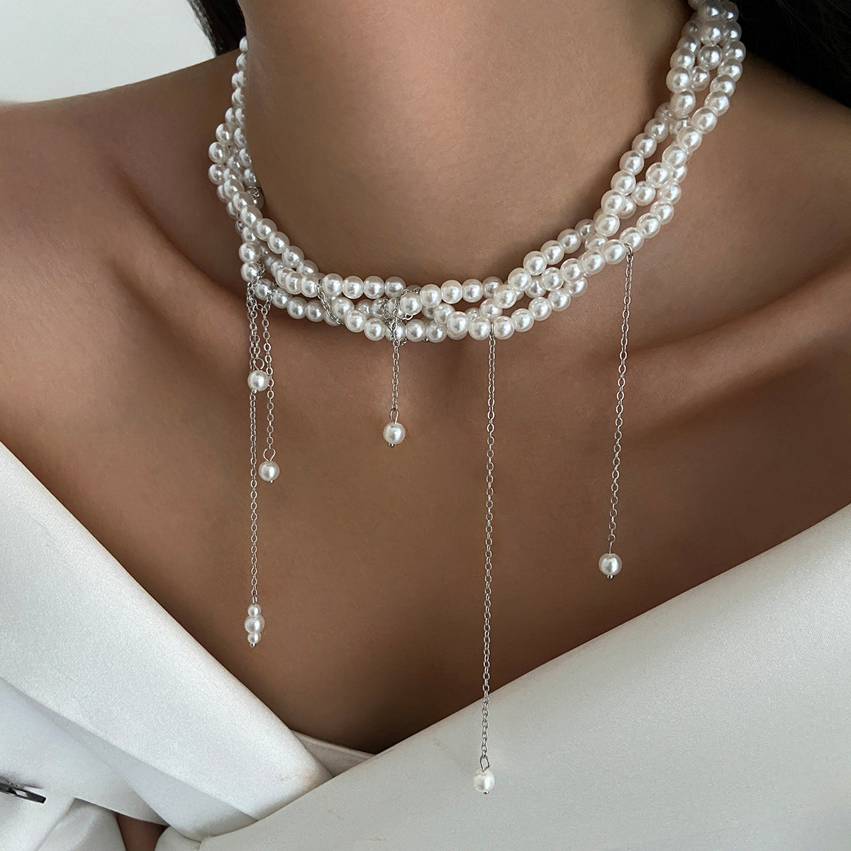 Chic Layered Heart Pendant Necklace With Metal Chain