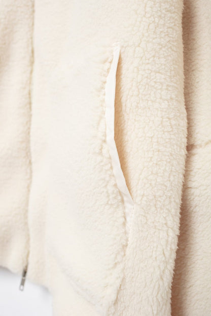 Solid Color Zipper Teddy Fleece Loose Jacket