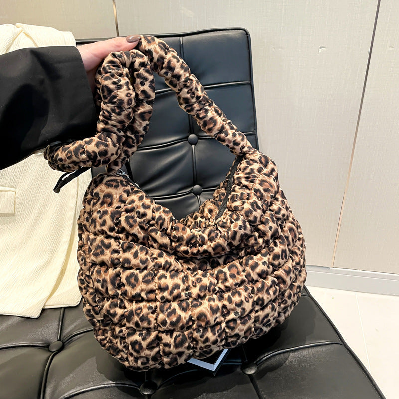 Cloud Bag with Ruffle Design Nylon Soft Lightweight Shoulder Tote