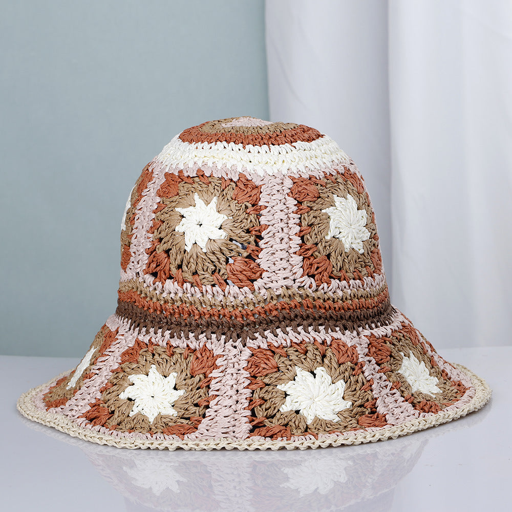 Bohemian Style Papyrus Big Eaves Sunshade Fisherman Hat Travel Sunscreen Sun Hat Beach Hat
