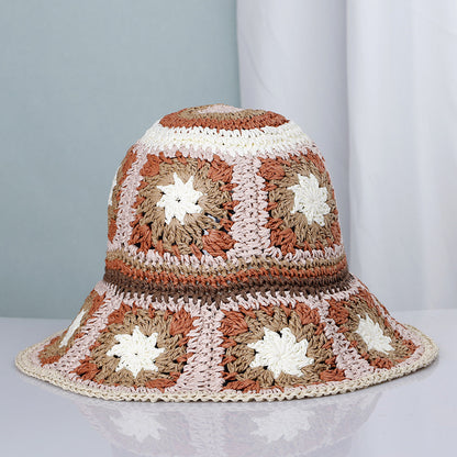 Bohemian Style Papyrus Big Eaves Sunshade Fisherman Hat Travel Sunscreen Sun Hat Beach Hat