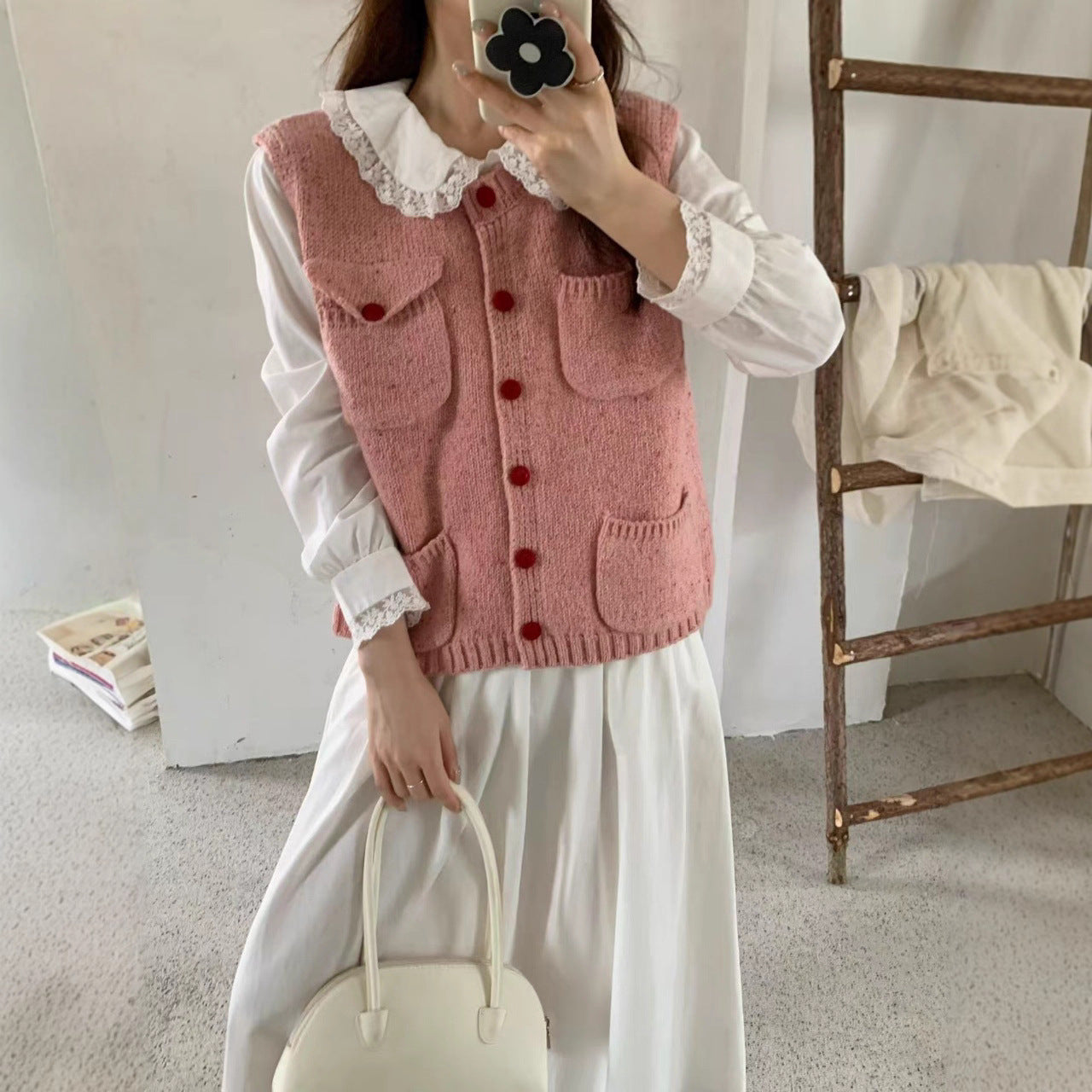 Knitted Vest For Women Solid Color Lightweight Cardigan