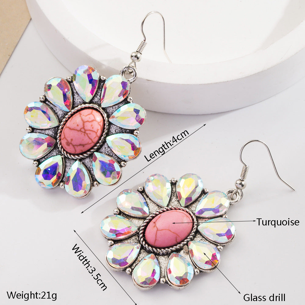 Trendy Heart-Shaped Turquoise Drop Earrings