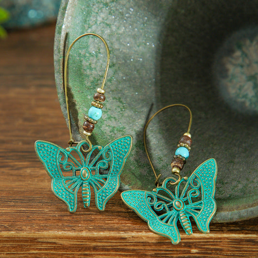 Fashionable Retro Round Flower Drop Earrings for Women