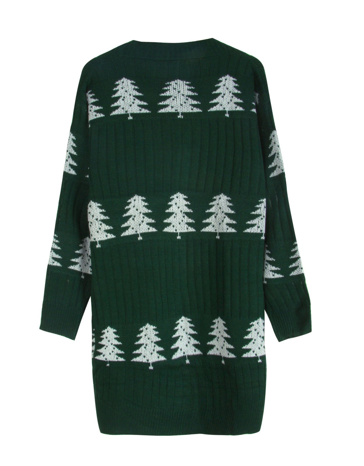Trendy Embroidery Christmas Tree Knit Long Cardigan