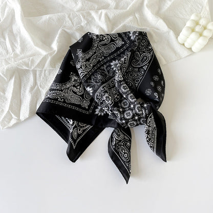 Vintage Paisley Pattern Square Satin Scarf