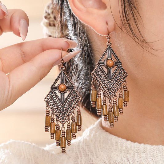 Bohemian Vintage Style Leaf Drop Earrings Stylish Zinc Alloy Jewelry