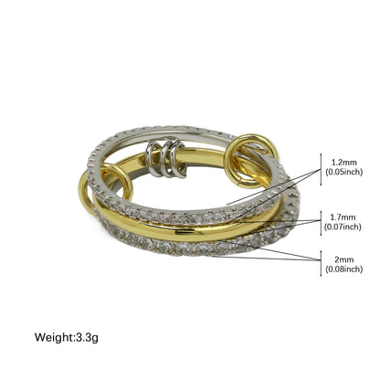 Color Block Rhinestone Interlocking Stackable Rings