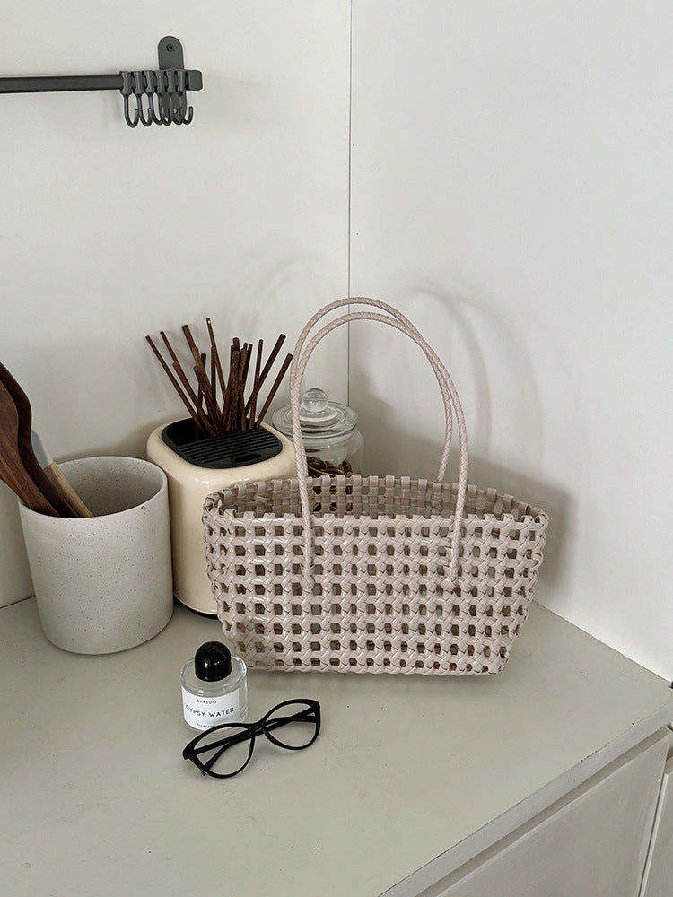 Woven Beach Tote Bag Casual PVC Stylish Handbag