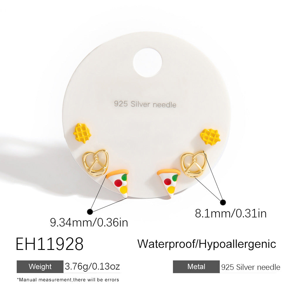 Cute Cartoon Character 925 Silver Stud Earrings Minimalist Fashion Accessories