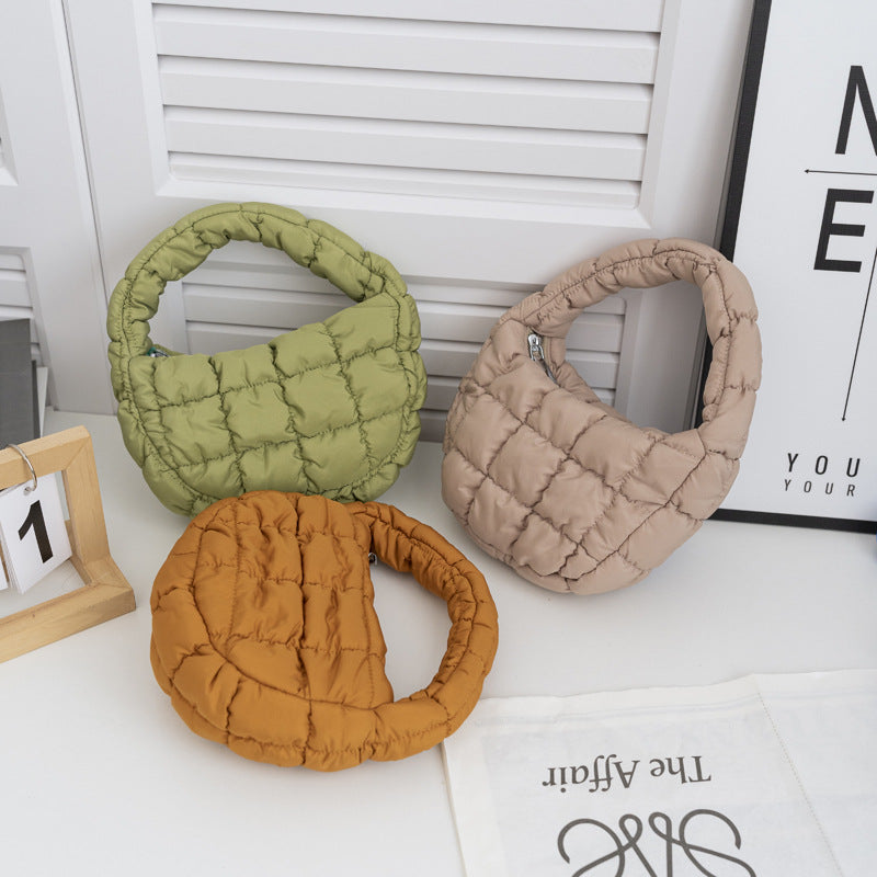 Mini Cloud Bag with Ruching Stylish Nylon Tote